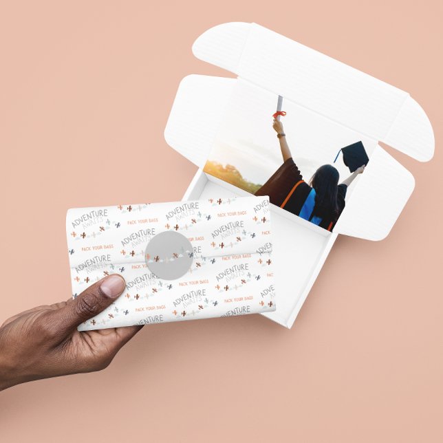 Mousseline Emballez vos sacs Adventure Await Papier Tissu (Celebrate a new adventure with this, "Adventure Awaits - Pack your bags" tissue paper! )