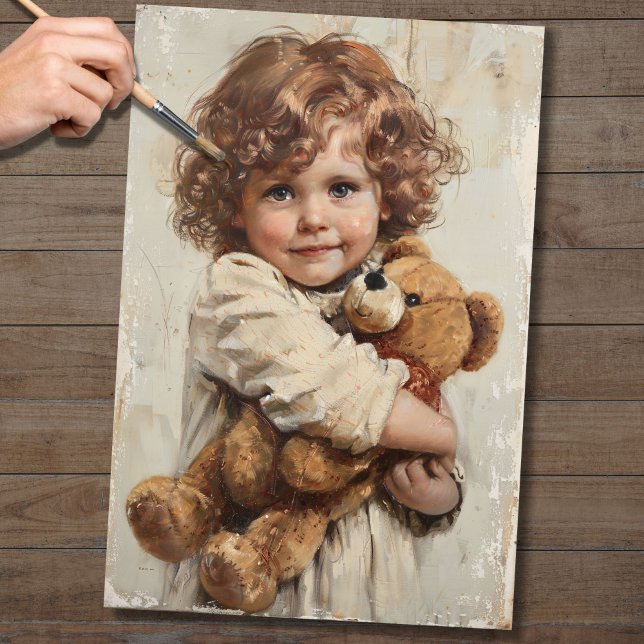 Mousseline Enfant avec ours en peluche 1 papier découpage (Créateur téléchargé)