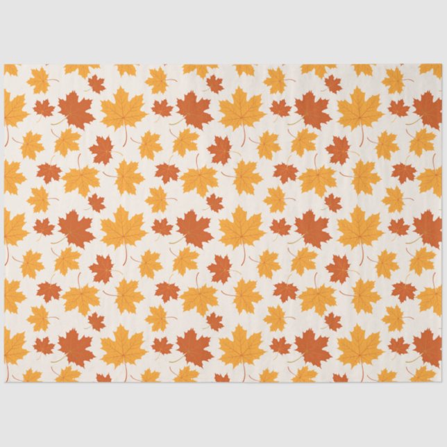 Mousseline Enveloppement Cadeau Papier Tissu Automne Feuilles (Recto)