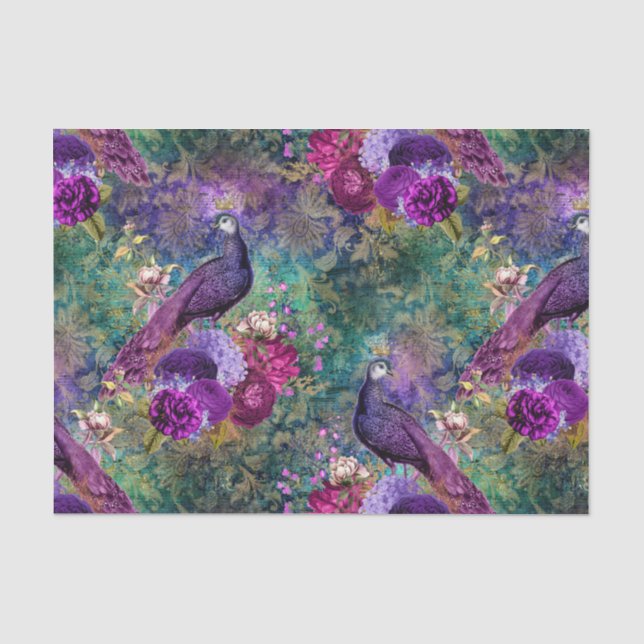 Mousseline Ephémère Découpage Peacock Papier Tissu (Recto)