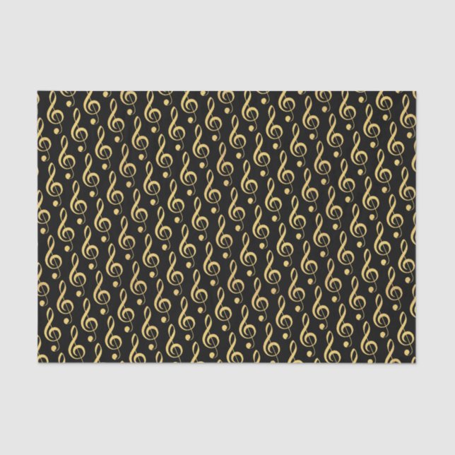 Mousseline Faux Gold Foil Treble Clef Musical Tissu Papier (Recto)