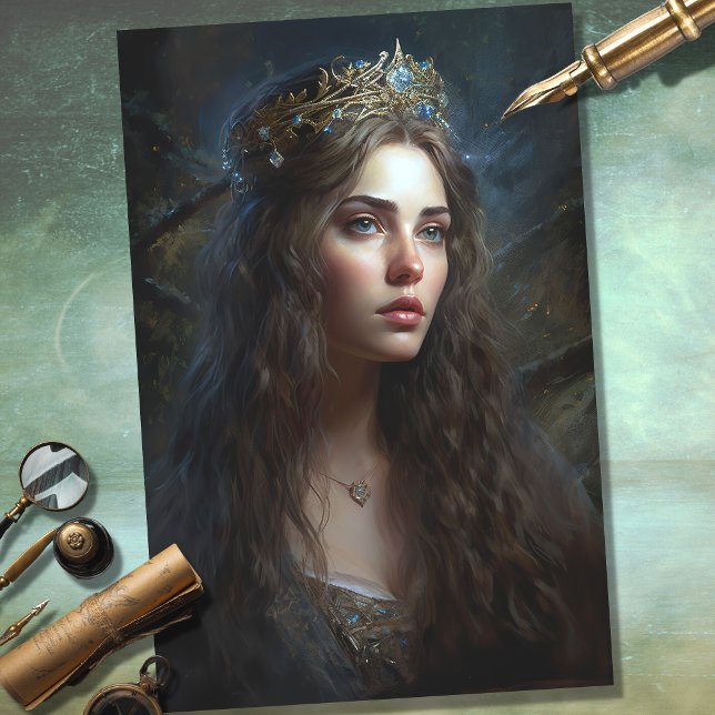 Mousseline Femme nostalgique avec papier découpage Tiara 1 (Créateur téléchargé)