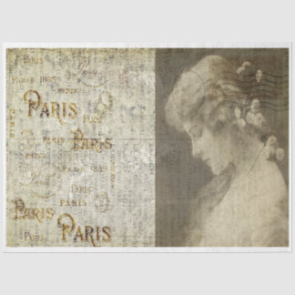 Mousseline Femme romantique à Paris Découpage papier