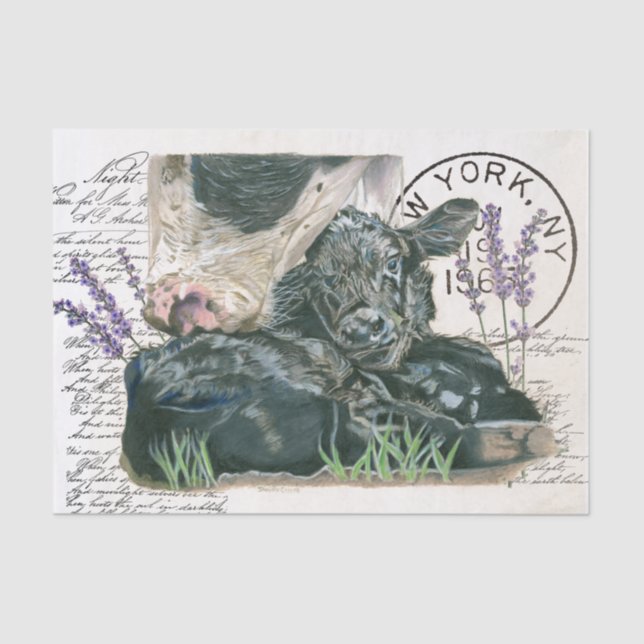 Mousseline Ferme Shabby Chic vache avec le papier de tissus d (Recto)