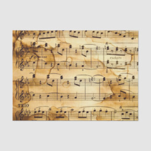Mousseline Feuille d'or Musique Tissus papier