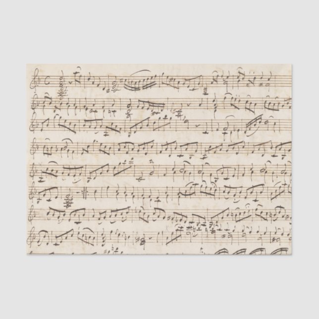 Mousseline Feuille Vintage manuscrite Musique Papier Tissu Be (Recto)