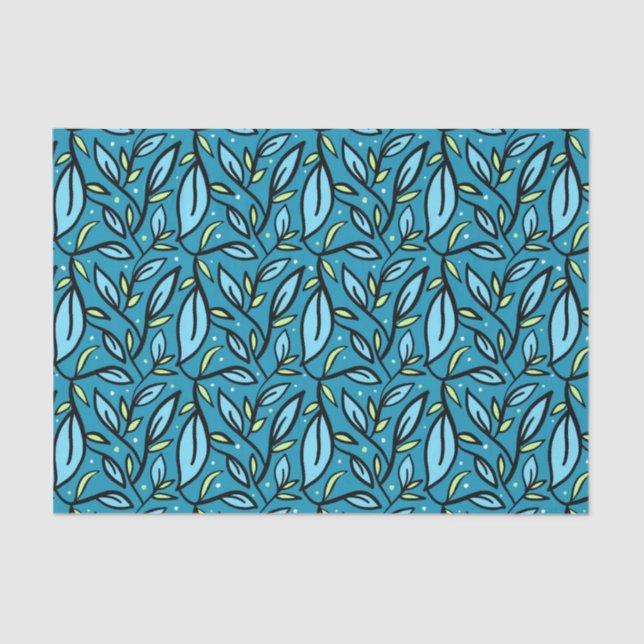 Mousseline Feuilles de papier de tissus bleus (Recto)