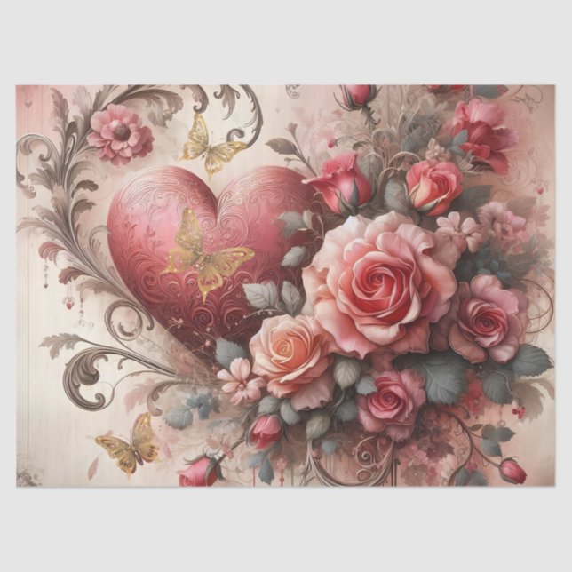 Mousseline Feuilles de papier en papier de tissus rose rose r (Recto)