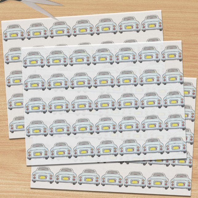 Mousseline Figarations Pale Aqua Figaro Voiture Tissu Papier (Pale Aqua Figaro Car Tissue Paper just for you)