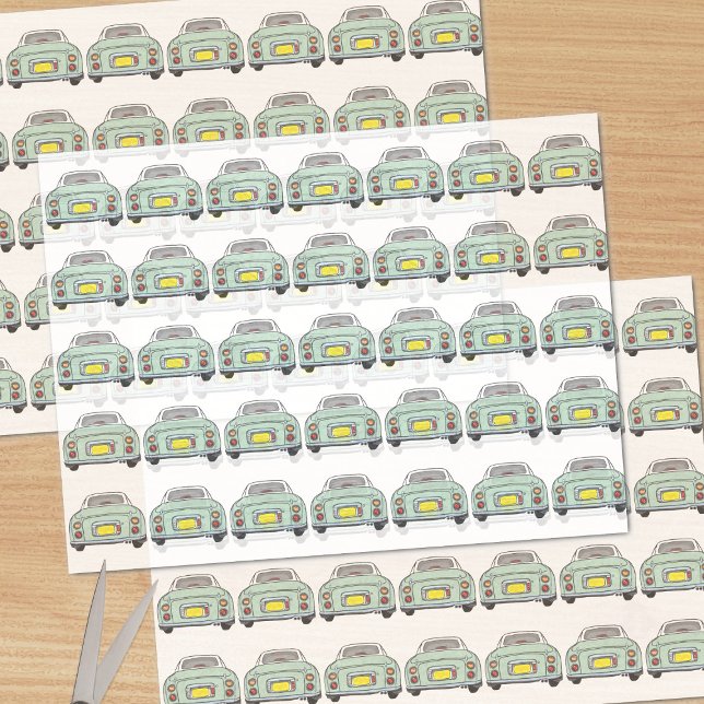 Mousseline Figarations Vert Figaro Voiture Motif Tissu Papier (Emerald Green Figaro Car Tissue Paper just for you)