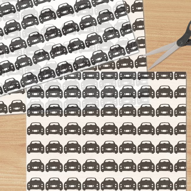 Mousseline Figaro Voiture Silhouette Papier Tissu (Black and White Figaro Car Tissue Paper)