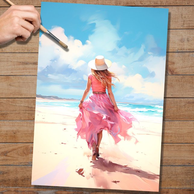 Mousseline Fille à la plage 5 découpage papier (Créateur téléchargé)