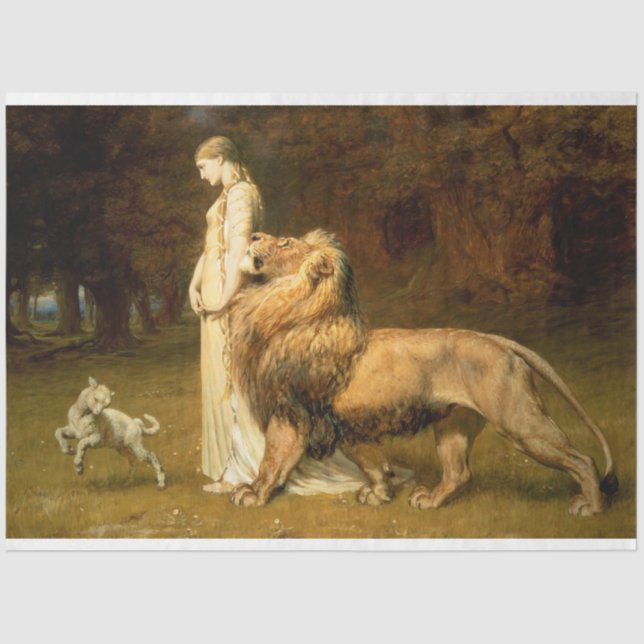 Mousseline Fille avec un papier découpage mouton & lion (Recto)