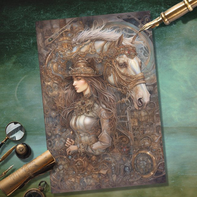Mousseline Fille et cheval Steampunk 9 Découpage Papier (Créateur téléchargé)