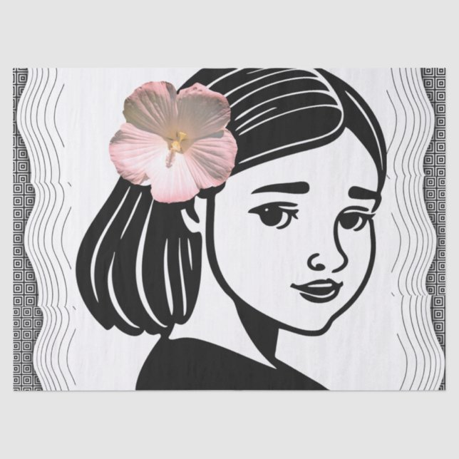 Mousseline Filles avec papier de tissus rose (Recto)