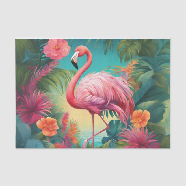 Mousseline Flamant rose Tropiques Découpage Papier papier (Recto)