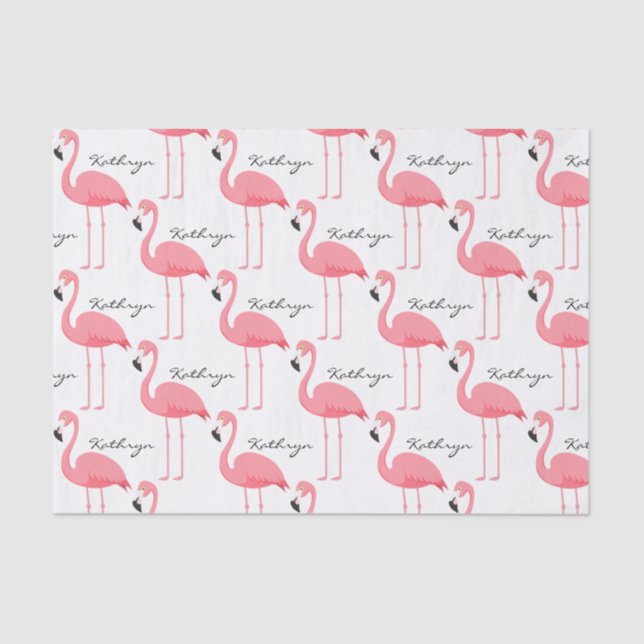 Mousseline Flamants roses personnalisés Feuilles de papier en (Recto)