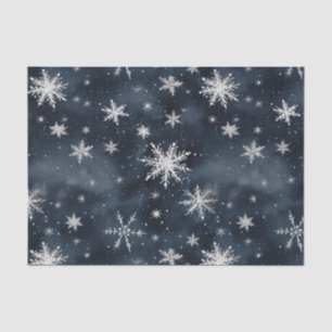 Mousseline Flammes de neige de Noël Ciel de nuit Papier Tissu