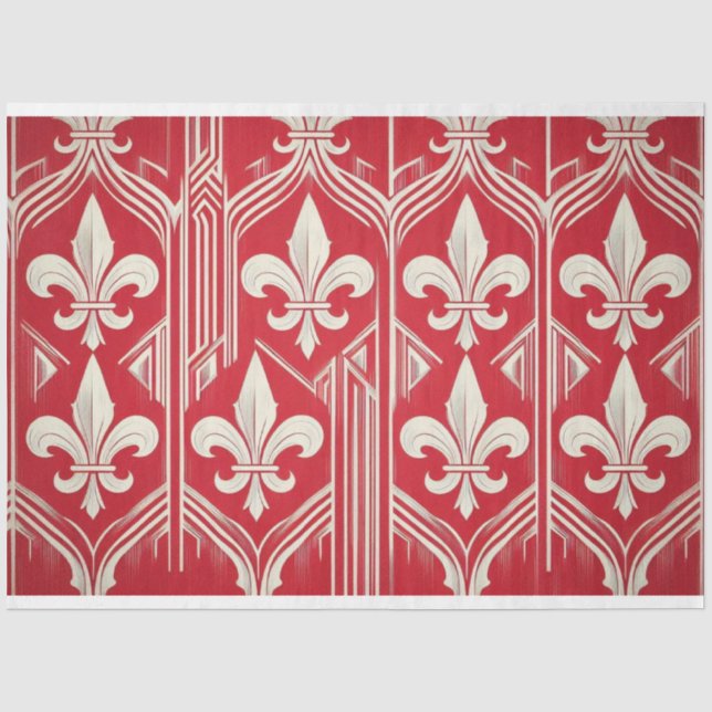 Mousseline Fleur de lis Art Déco Déco Papier Tissu (Recto)