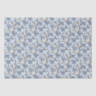 Mousseline Fleurs de Cornflowers (Eau/Platine) - Papier Tissu