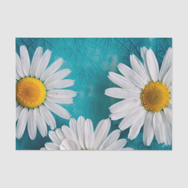 Mousseline Fleurs de soleil blanches sur papier de tissus tur (Recto)