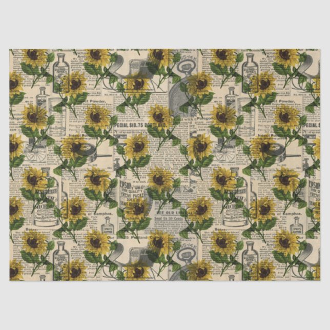 Mousseline Fleurs de soleil mignonnes et papier d'information (Recto)