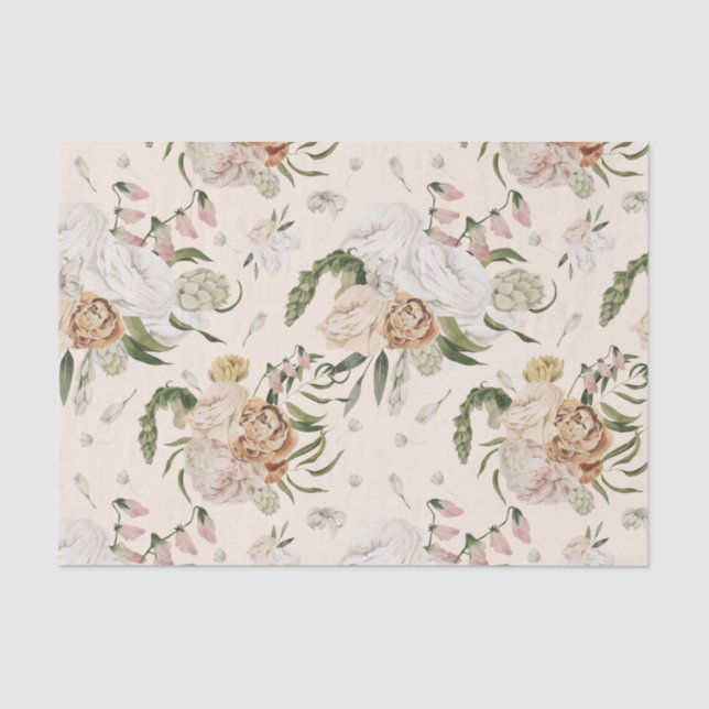 Mousseline Fleurs d'été Couleur personnalisée Papier Tissu (Recto)