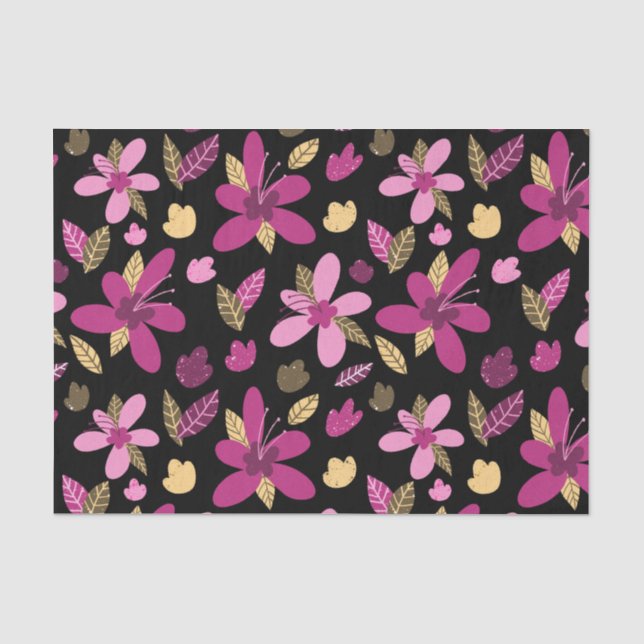 Mousseline Fleurs romantiques Papier de tissus (Recto)