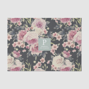 Mousseline Floral foncé sur noir   Papier Tissu Logo