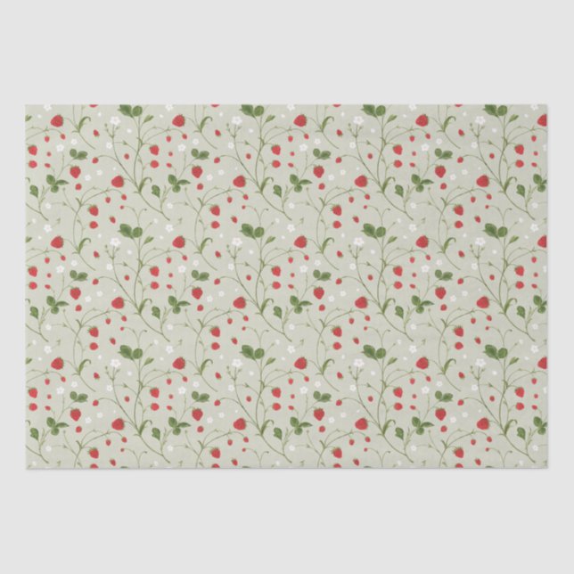 Mousseline Fraises Sauvages (Gris Chaud) - Papier Tissu (Recto)