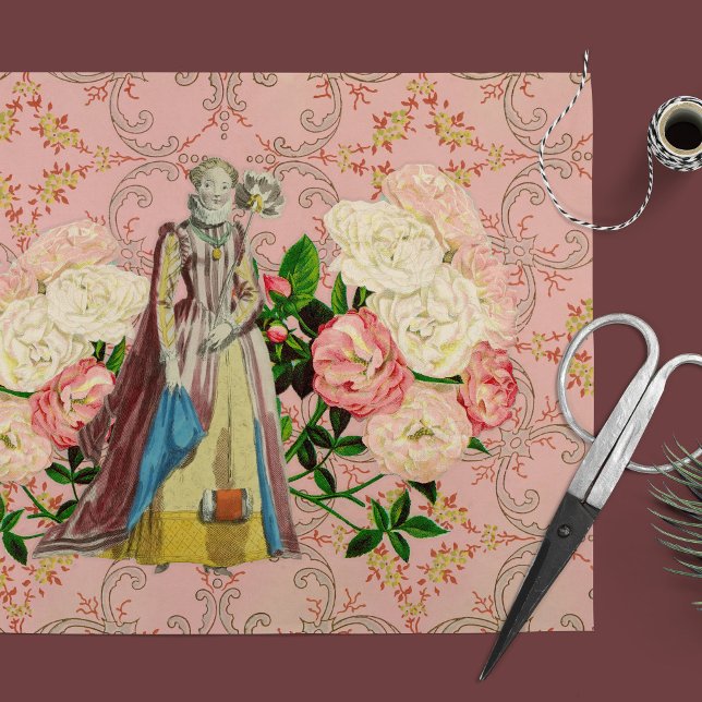 Mousseline Français Floral Romance Découpage Tissu papier (Créateur téléchargé)