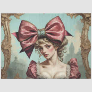 Mousseline Française Rococo Lady avec Bow 2 Découpage papier