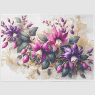 Mousseline Fuchsia Flora Découpage Papier Tissu