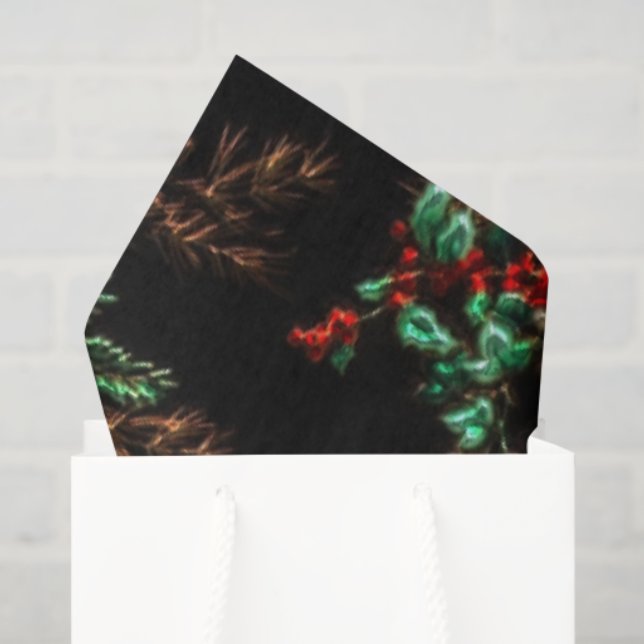 Mousseline Fun Noël motif floral papier tissu (Sac cadeau)