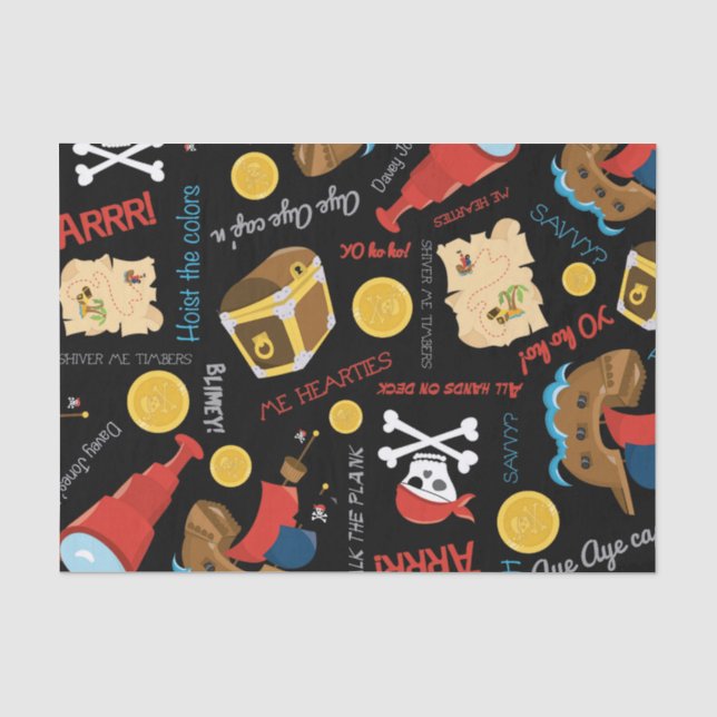 Mousseline Fun Pirate motif papier tissu (Recto)
