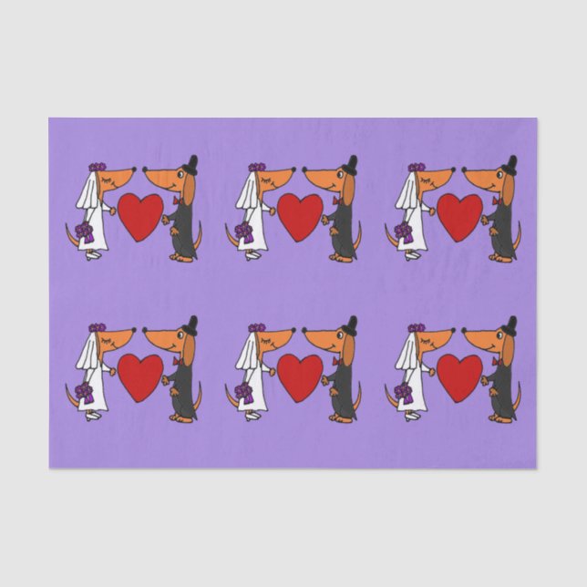 Mousseline Funny Dachshund Mariage papier de tissus (Recto)