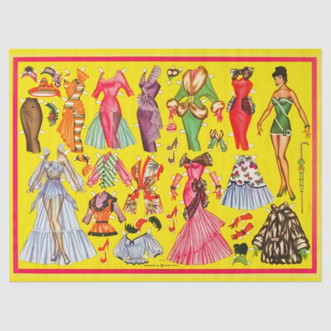 Mousseline Garde-robe de mode de poupées en papier rétro des  (Recto)