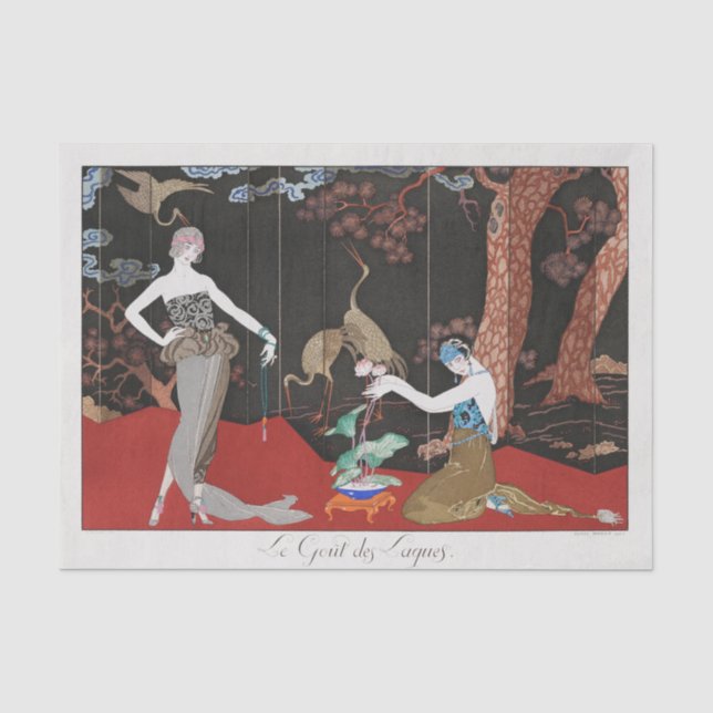 Mousseline George Barbier, Papier Tissu Art Déco (Recto)