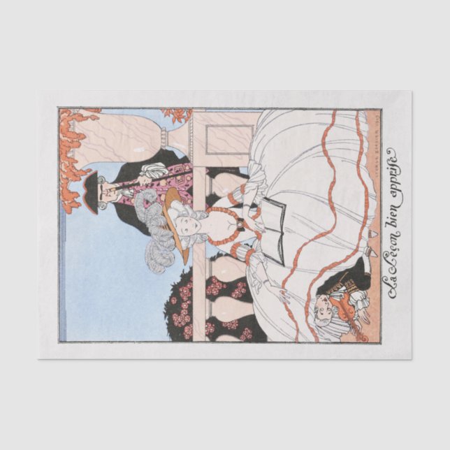 Mousseline George Barbier, Papier Tissu Art Déco (Recto)