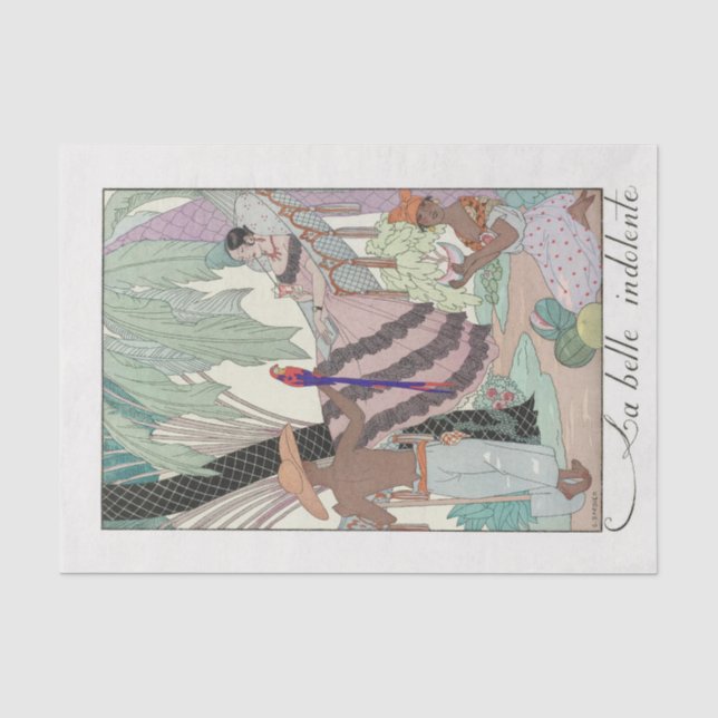 Mousseline George Barbier, Papier Tissu Art Déco (Recto)