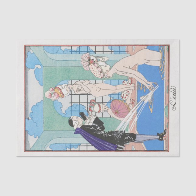 Mousseline George Barbier, Papier Tissu Art Déco (Recto)