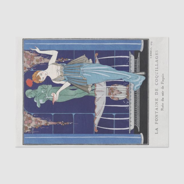 Mousseline George Barbier, Papier Tissu Art Déco (Recto)