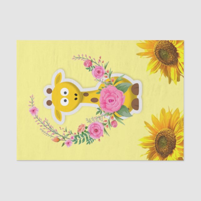 Mousseline Giraffe de tournesol papier de tissus floraux (Recto)