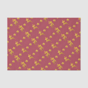 Mousseline Golden Reindee sur papier rouge