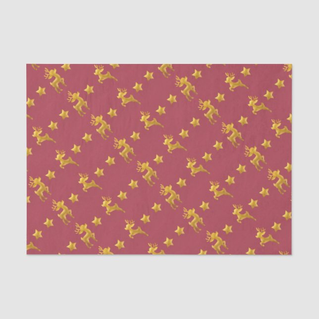 Mousseline Golden Reindee sur papier rouge (Recto)