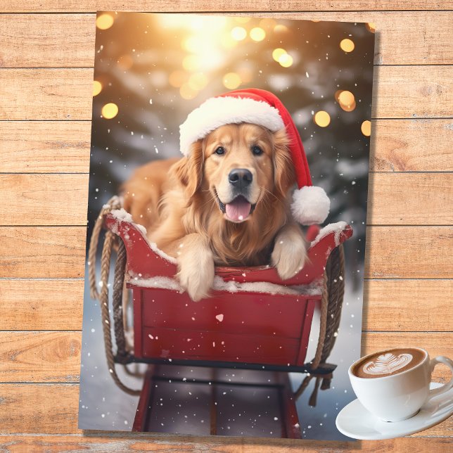 Mousseline Golden Retriever in Sleigh 2 Découpage papier (Créateur téléchargé)