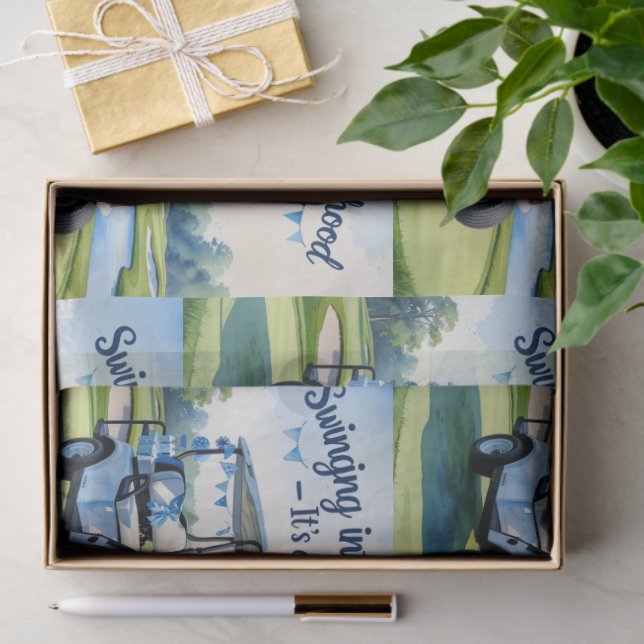 Mousseline Golf Baby shower garçon Bleu thème papier envelopp (Cadeau)