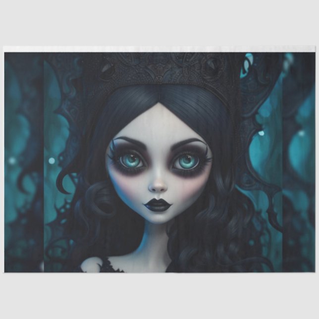 Mousseline Goth Girl Big Eyes Découpage Papier (Recto)