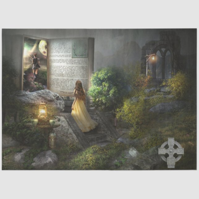 Mousseline Goth Moody Imaginaire Découpage papier de tissus (Recto)