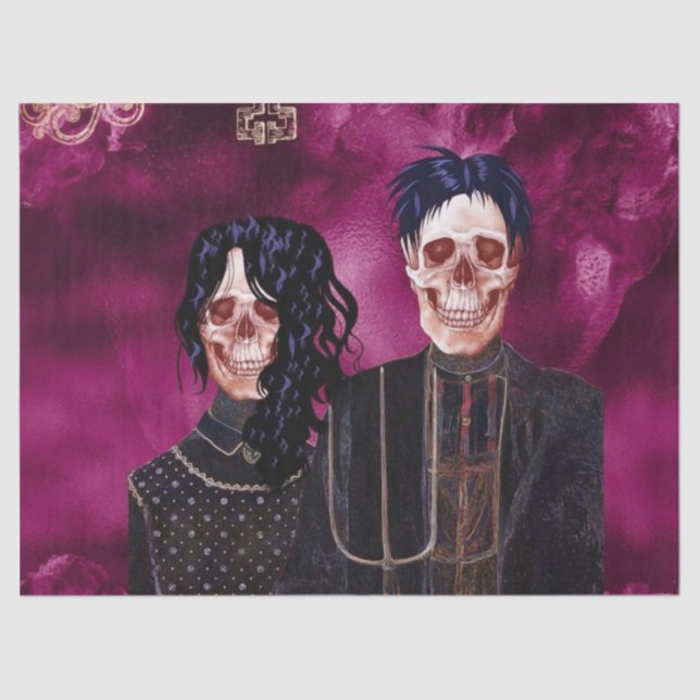 Mousseline Gothique Crâne fermier Découpage papier de tissus (Recto)